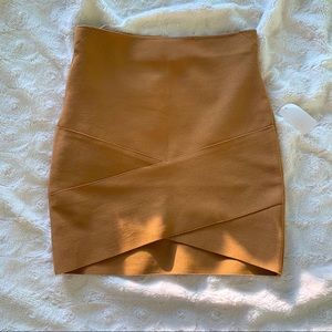 Tan bodycon mini skirt